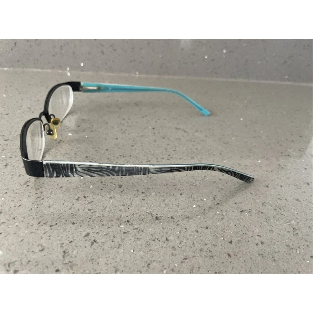 CHELSEA MORGAN Eyeglasses Frames ONLY Aqua Zebra Stripe HALF RIM 51-17-135